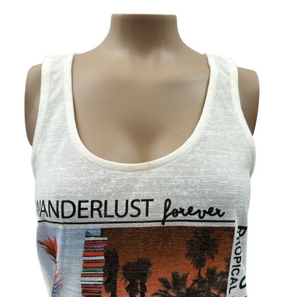 Pimkie Wanderlust Forever Graphic Tank Top White Sleeveless Lightweight Women S‎ - Picture 10 of 10